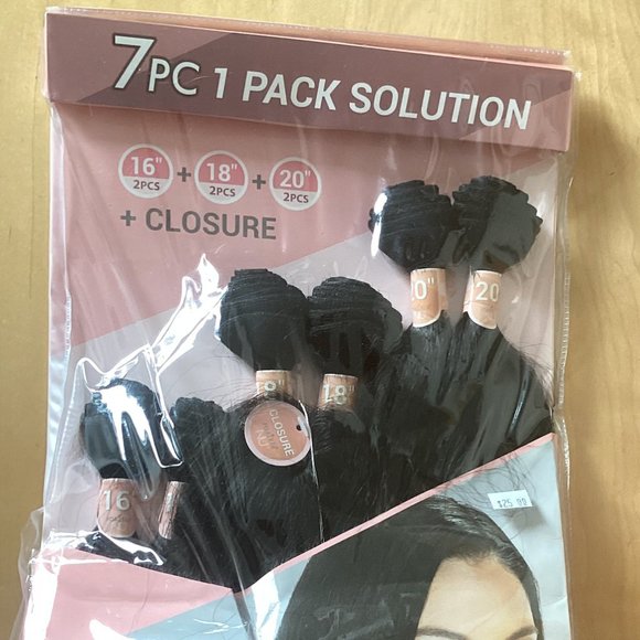 Unopened Forever Nu 7 Kinky Perm Color 2 ( 2pc 16", 2pc 18", 2pc 20" + Closure) - Picture 1 of 8